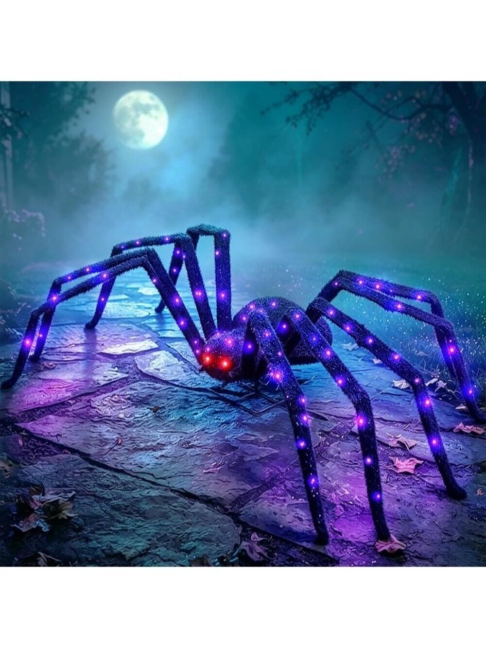 Halloween Outdoor Decorations Giant Spider 4.3 Ft Large Spider with 8 Modes